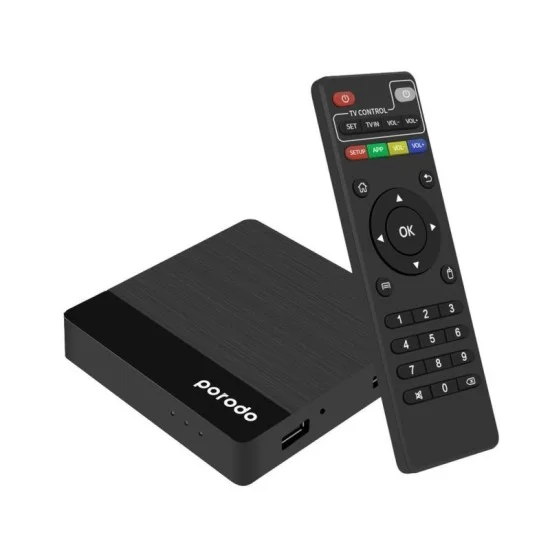 Porodo Android Tv Box Video Streaming Unlimited Streaming - Black